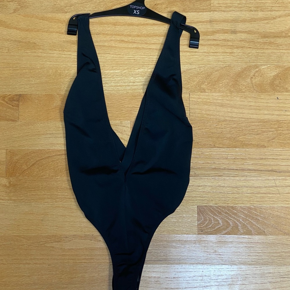 TOPSHOP super plunge swimsuit, black, xs